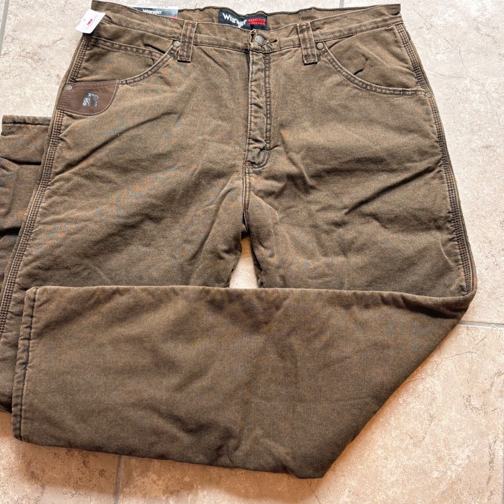 Wrangler Riggs Workwear Thinsulate Lined Jeans Brown Canvas 3W055NB 36x30 Mens